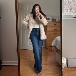 Penny Lane Women's Cream Faux Fur Trim Jacket